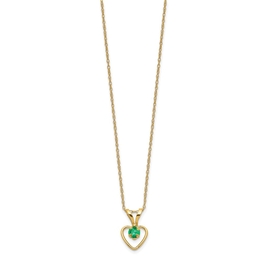 10k Madi K 3mm Emerald Heart Birthstone Necklace