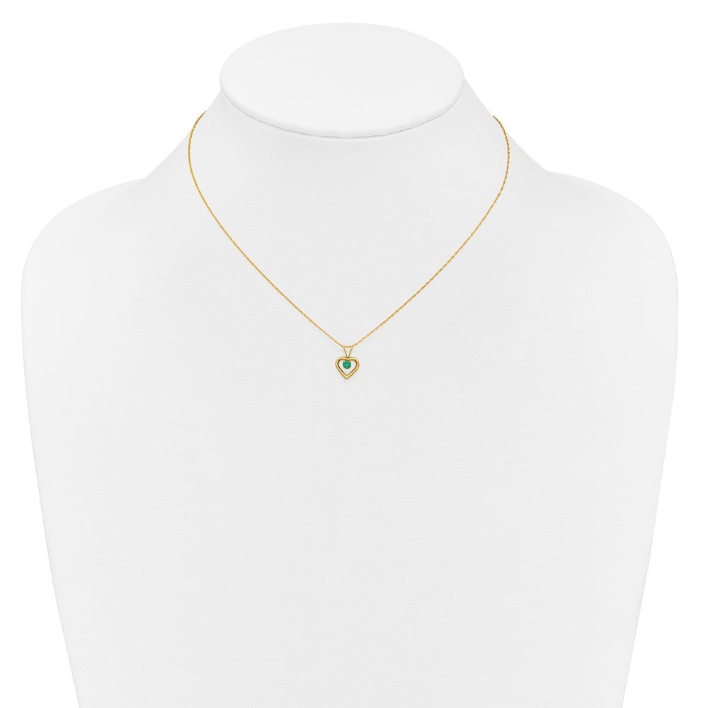 10k Madi K 3mm Emerald Heart Birthstone Necklace