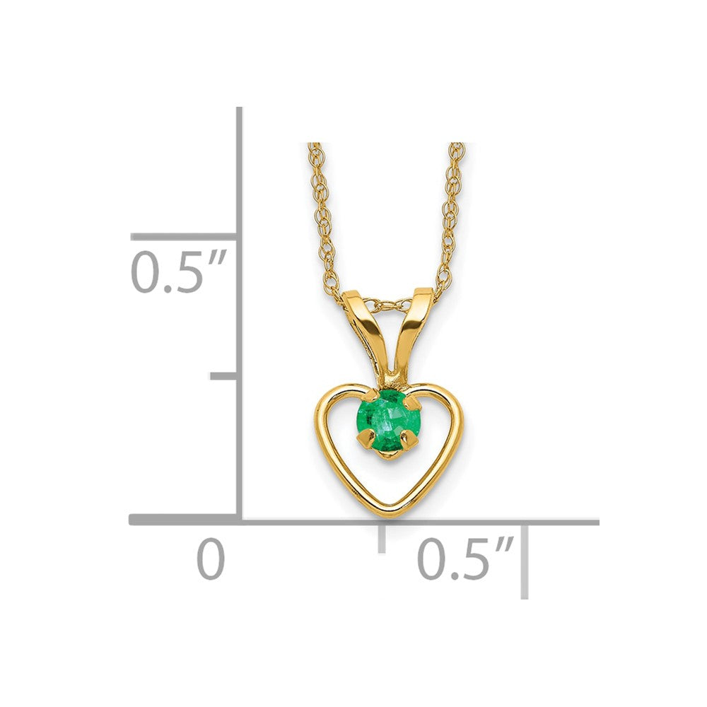 10k Madi K 3mm Emerald Heart Birthstone Necklace