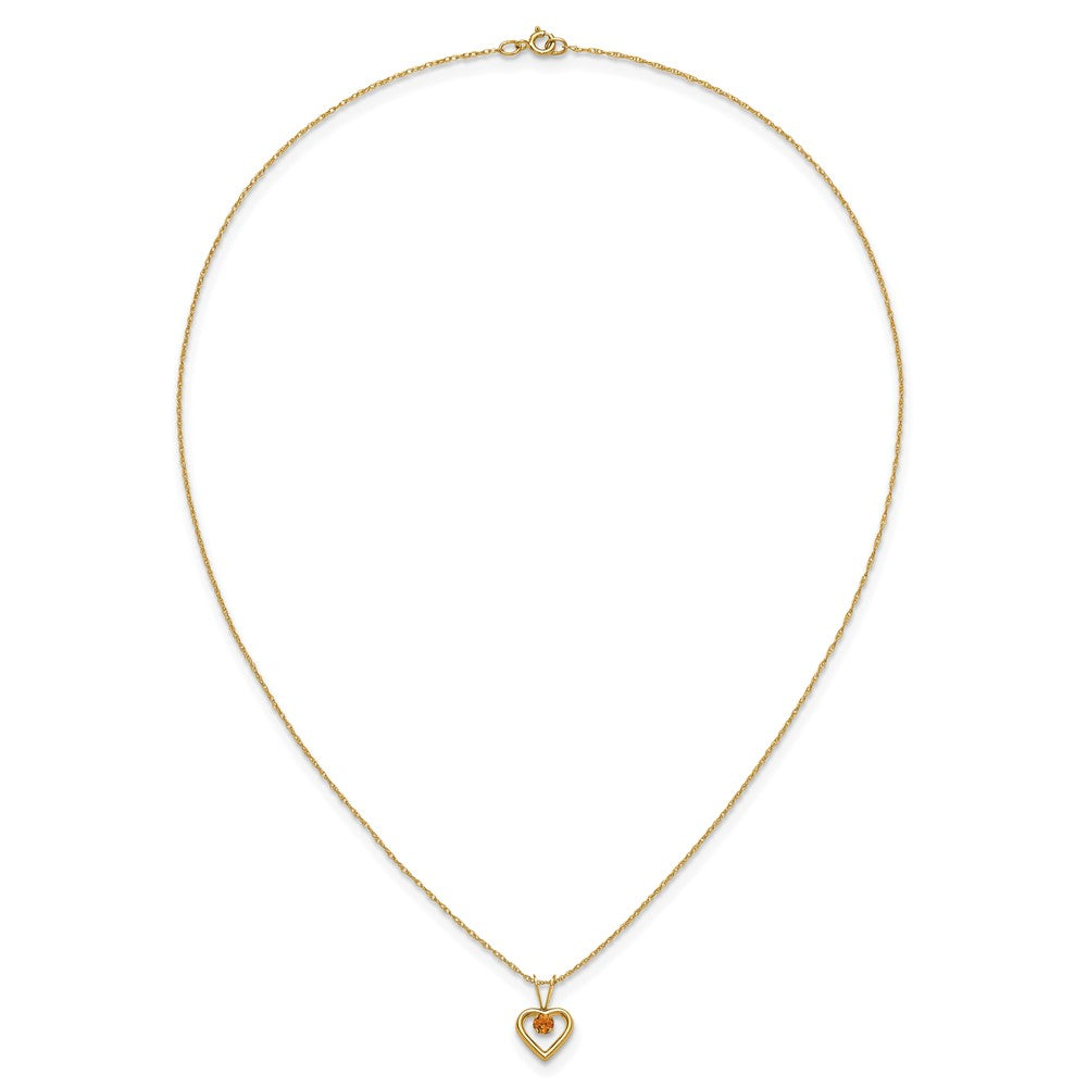 10k Madi K 3mm Citrine Heart Birthstone Necklace