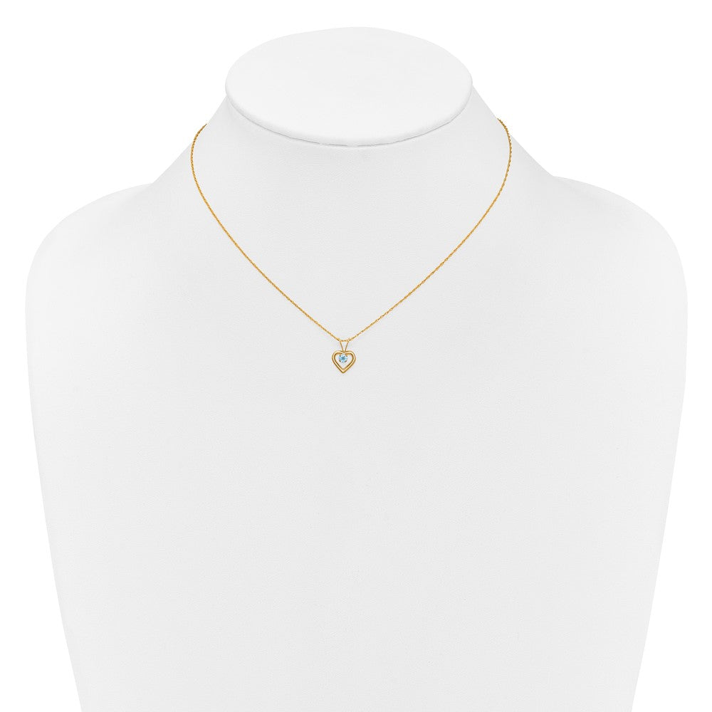 10k Madi K 3mm Blue Zircon Heart Birthstone Necklace