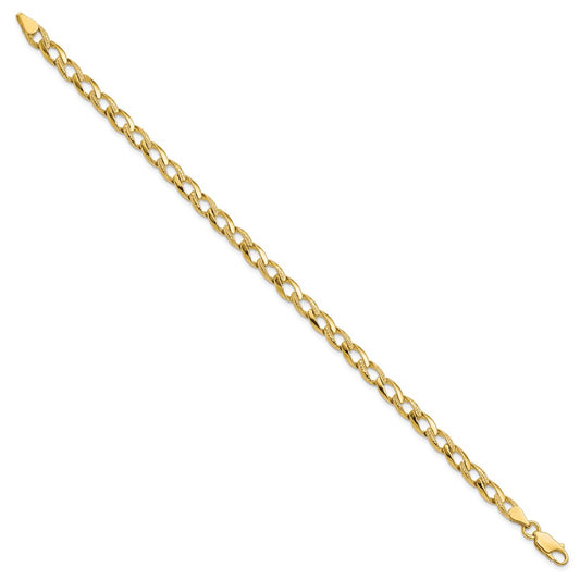 10k 5.25mm Fancy Polished and Textured Curb Link 8 inch Bracelet