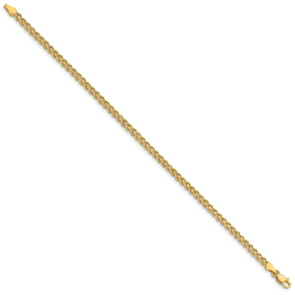 10k 3.0mm Wide Double Strand Rope 7 inch Bracelet