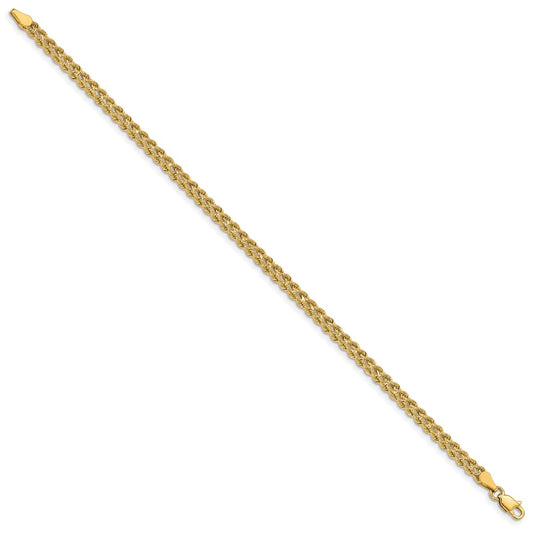 10k 3.75mm Double Strand Rope 8 inch Bracelet