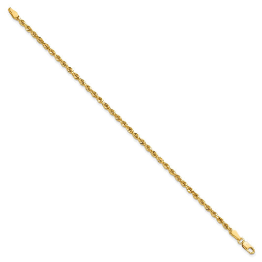 10k 2.75mm Diamond-cut Rope Chain Anklet