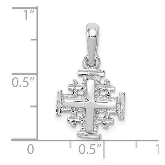 10k White Gold Small Jerusalem Cross Charm