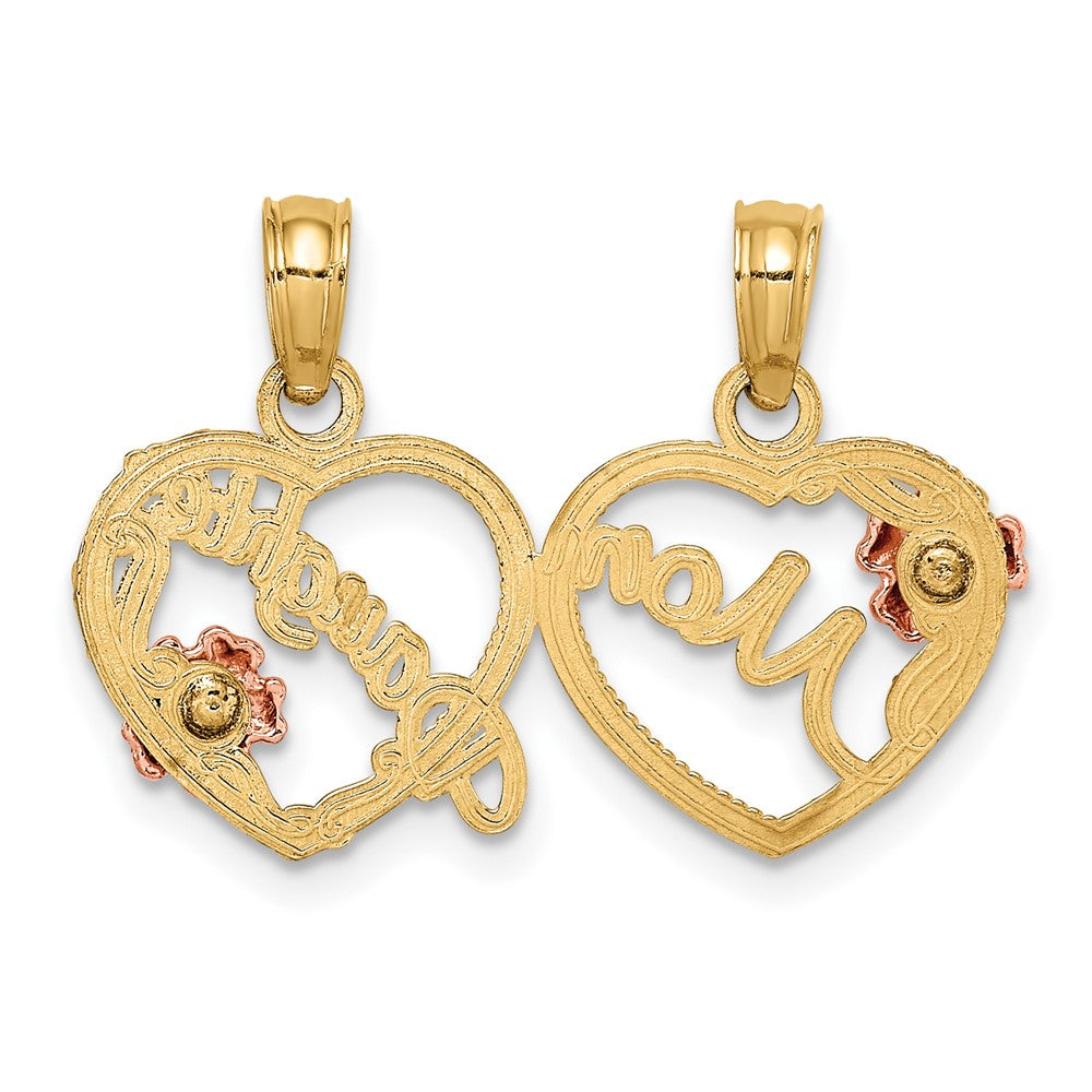 10K Two-Tone MOM - DAUGHTER 2-Piece Break-apart Hearts Pendant