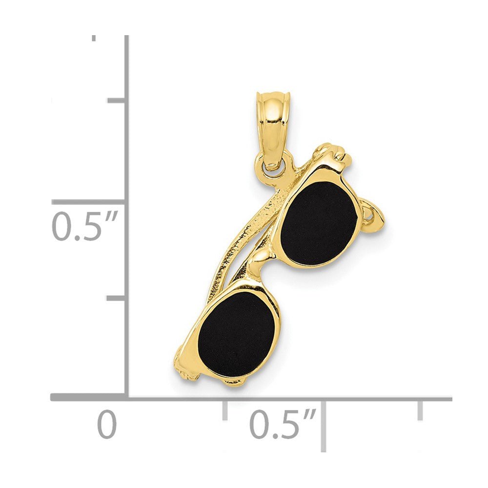 10k 3-D Black Enameled Moveable Sunglasses Pendant