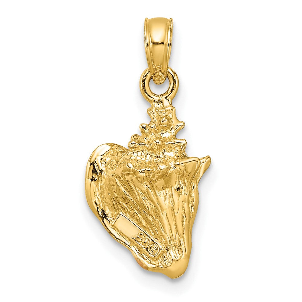 10k Pink and White Enameled 3-D Conch Shell Pendant