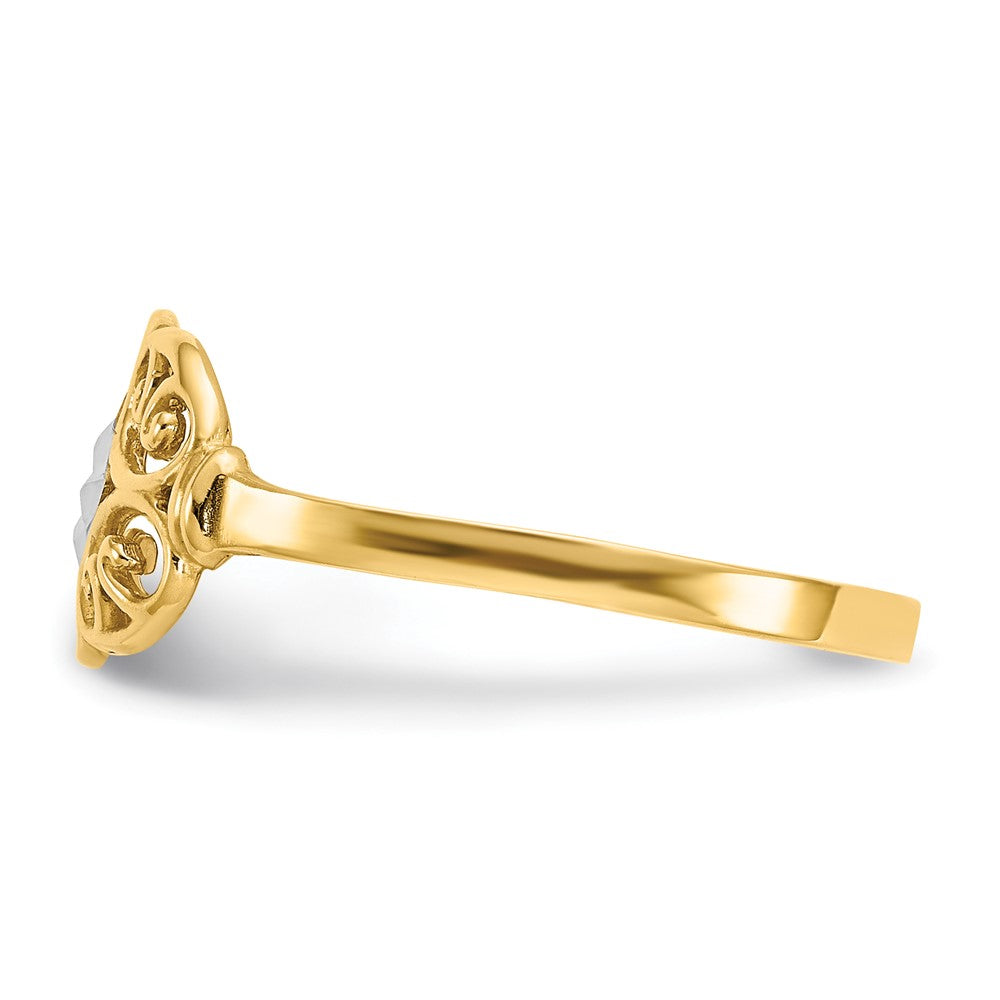 10K w/Rhodium Filigree Ring