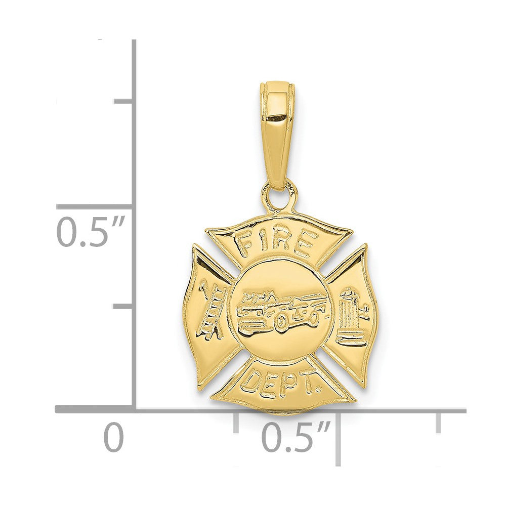 10k Fire Dept Shield Pendant