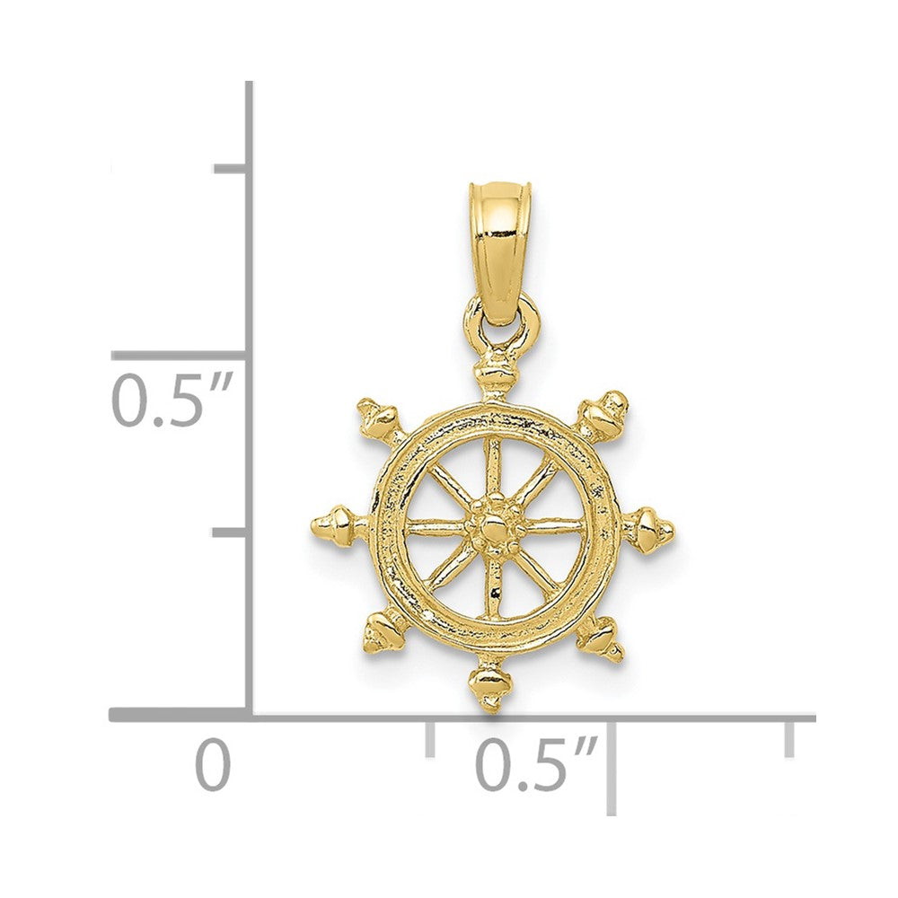 10K Ships Wheel Pendant