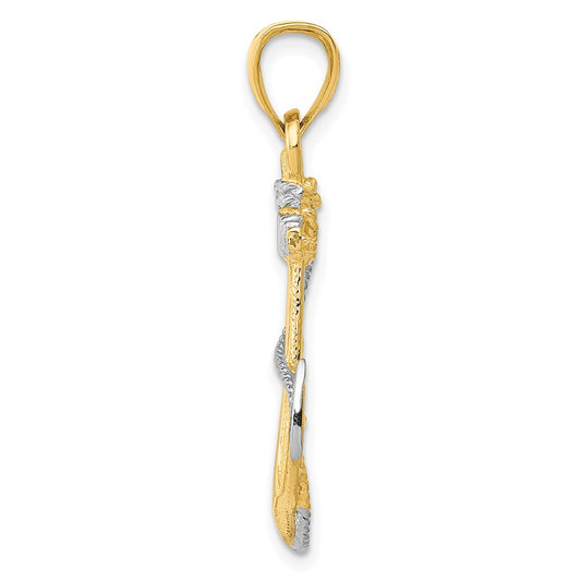 10k and White Rhodium Anchor with Rope Pendant
