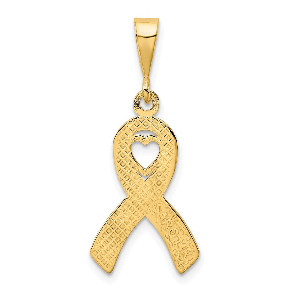 10k Heart In Awareness Ribbon Pendant