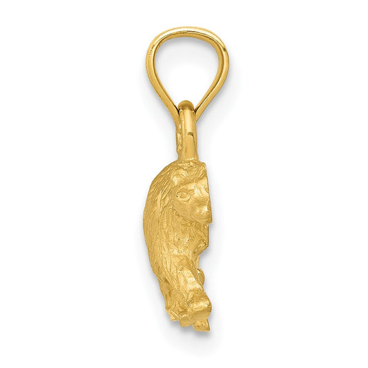 10K Satin Diamond-cut Bear Pendant