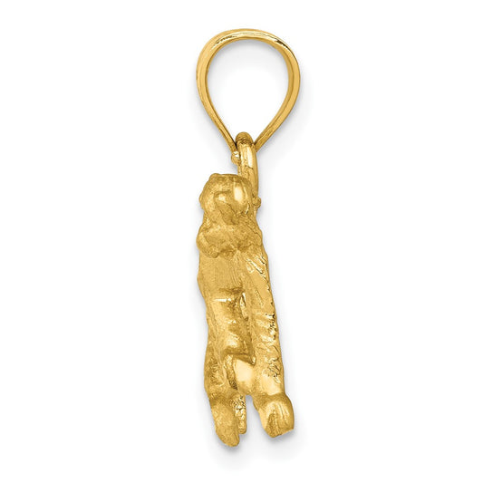 10K Satin Diamond-cut Monkey Pendant