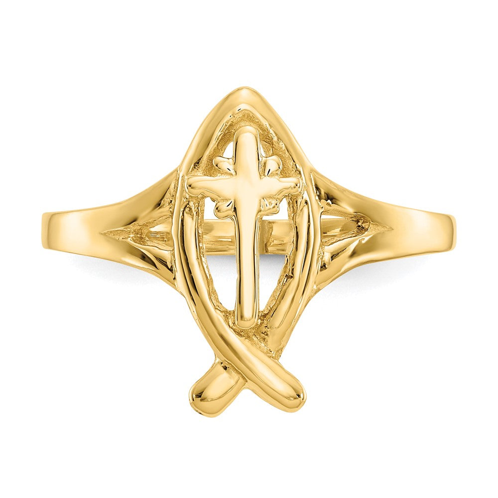 10k Ichthus w/Cross Ring