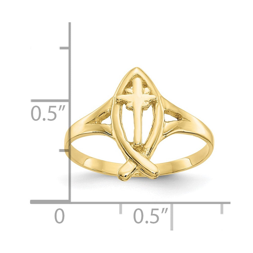 10k Ichthus w/Cross Ring