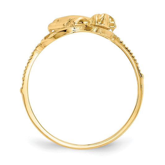 10K Two-tone Diamond Cut Praying Hands with Cross Ring