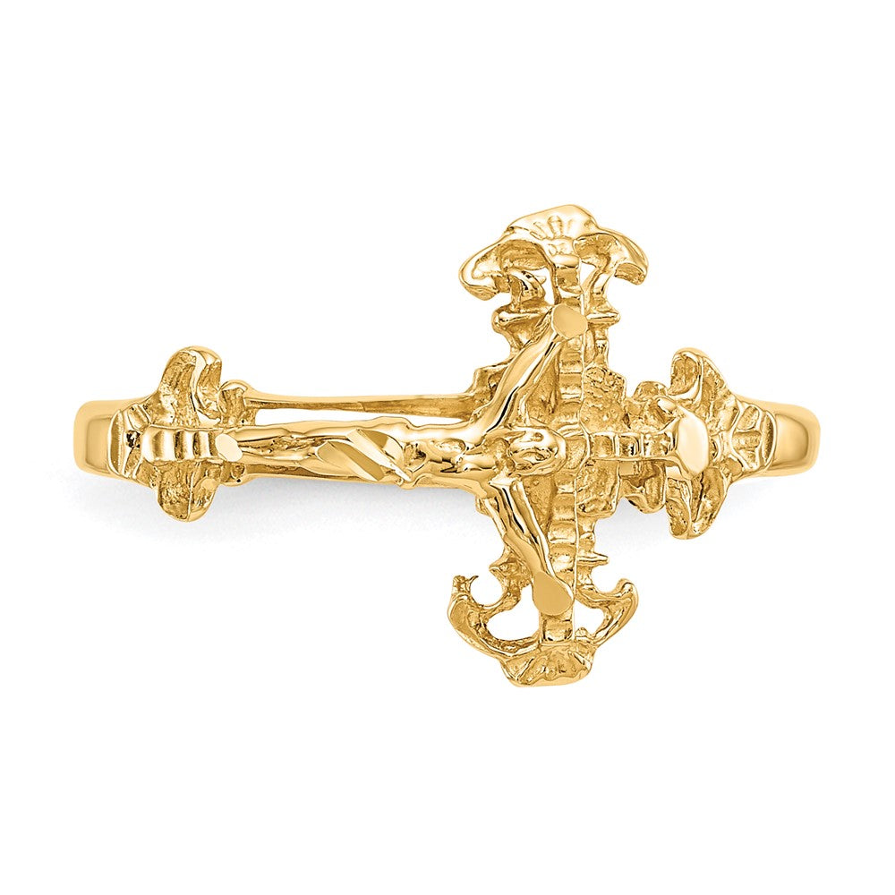 10K Diamond Cut Crucifix Ring