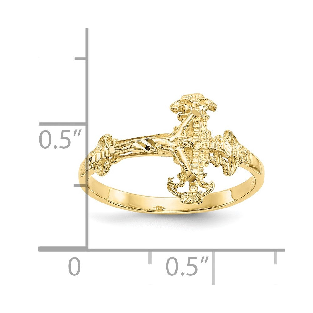 10K Diamond Cut Crucifix Ring