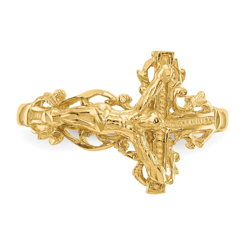 10K Diamond-cut Crucifix Ring