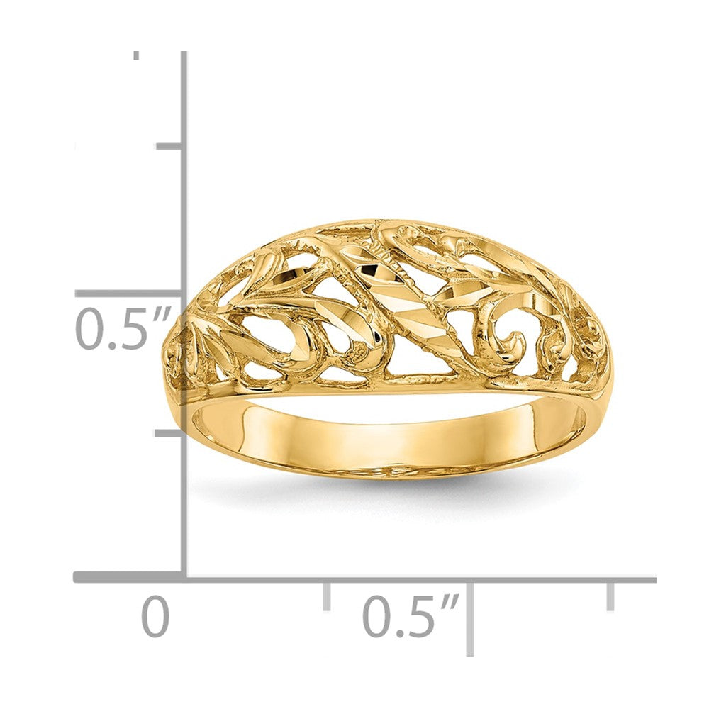10K Paisley Diamond-cut Design Dome Ring