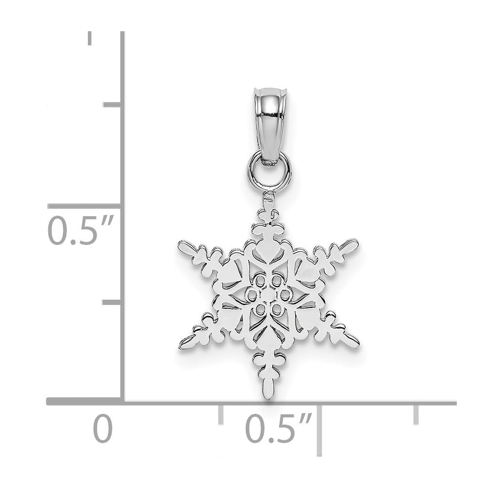 10k White Gold Small Snowflake Pendant