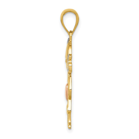 10k Yellow and Rose Gold with White Rhodium Girl Pendant