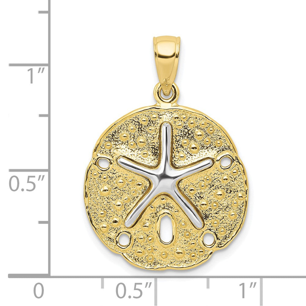10k Two-Tone Cut-out Large Sand Dollar with Starfish Pendant