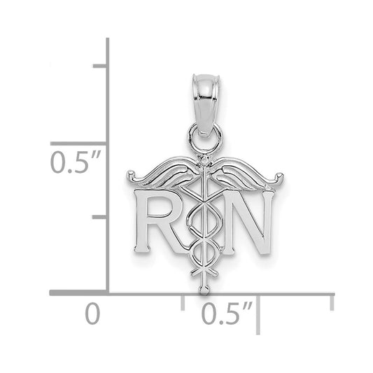 10K White Gold Registered Nurse RN Pendant