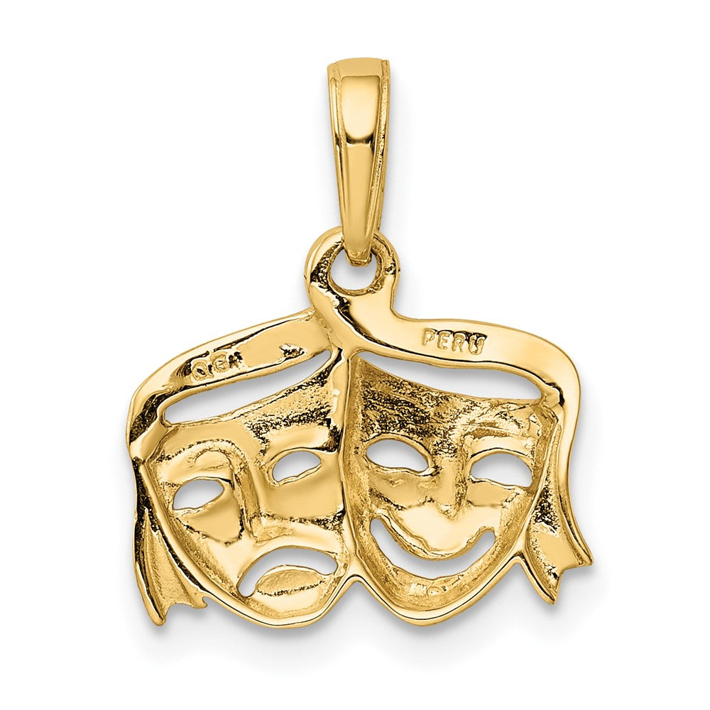 10k Polished Open-Backed Comedy/Tragedy Pendant