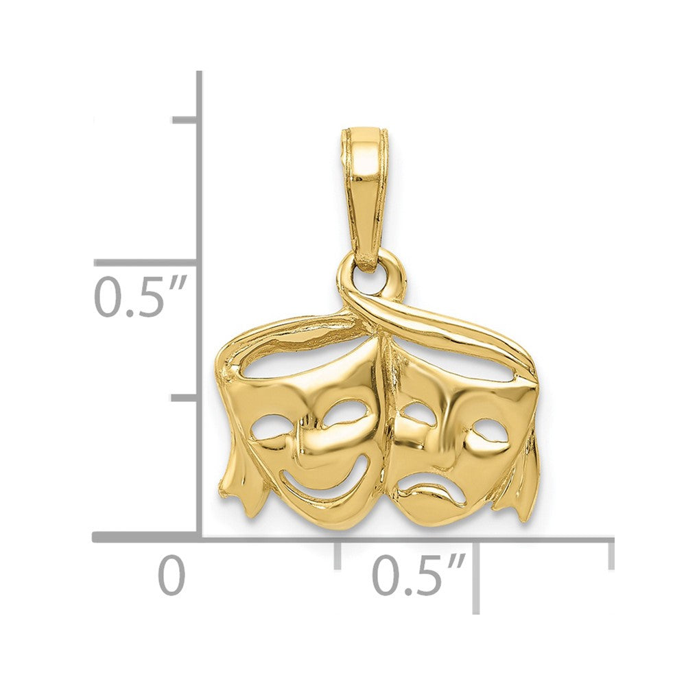 10k Polished Open-Backed Comedy/Tragedy Pendant