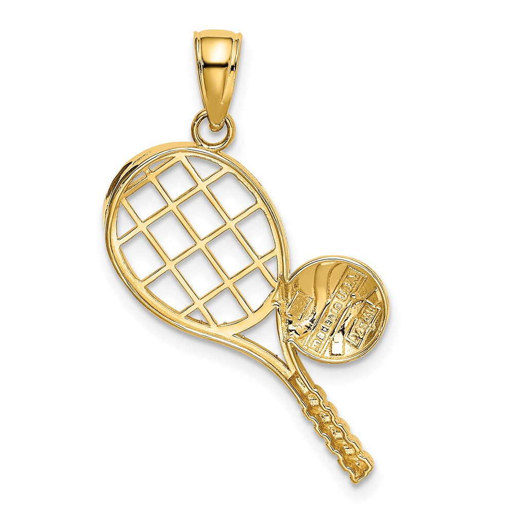 10k Diamond-Cut Tennis Racquet and Ball Charm