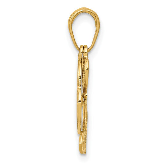10K Polished Heart Key and Heart Lock Charm