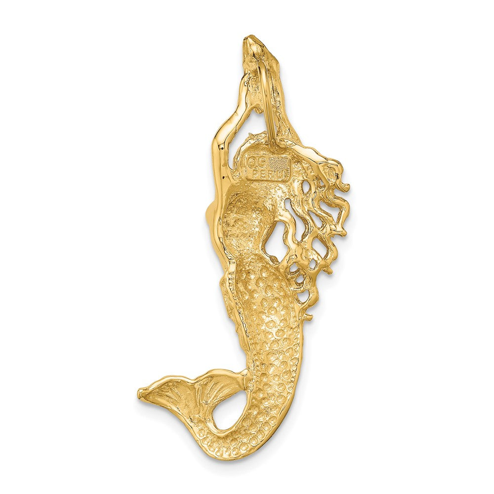 10K Polished Textured Mermaid Chain Slide Pendant