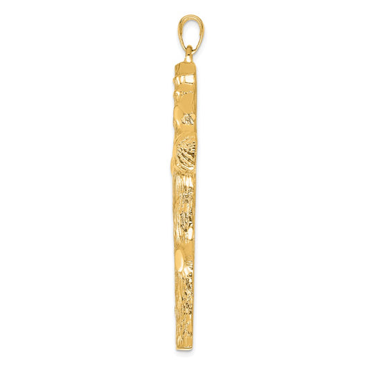 10k Large Textured Tree Cross Pendant