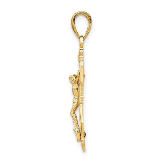 10K Polished Textured Mariners Crucifix Pendant