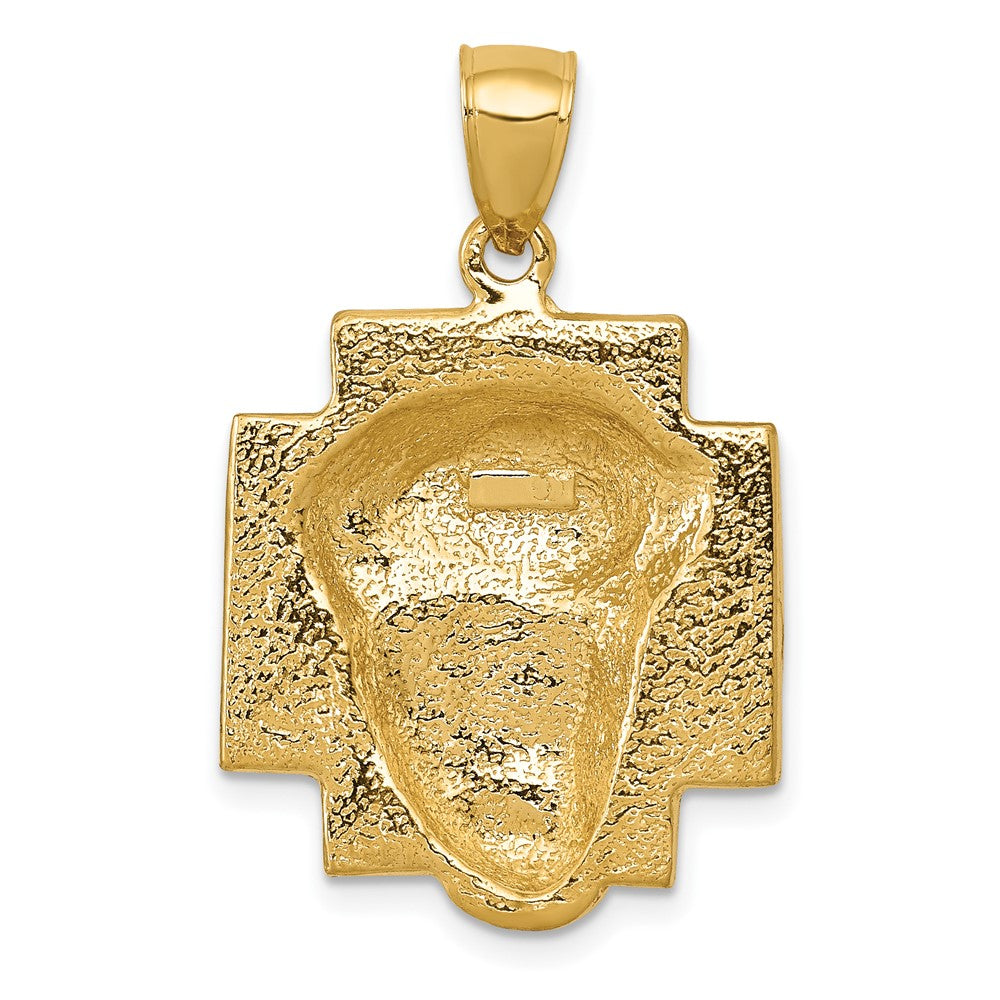 10K Polished 2-D Large Jesus Head with Crown of Thorns Pendant