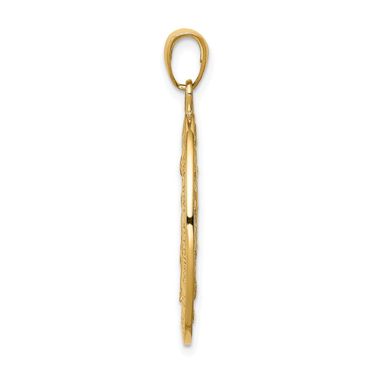 10K Satin and Polished Finish Oval Miraculous Medal Pendant