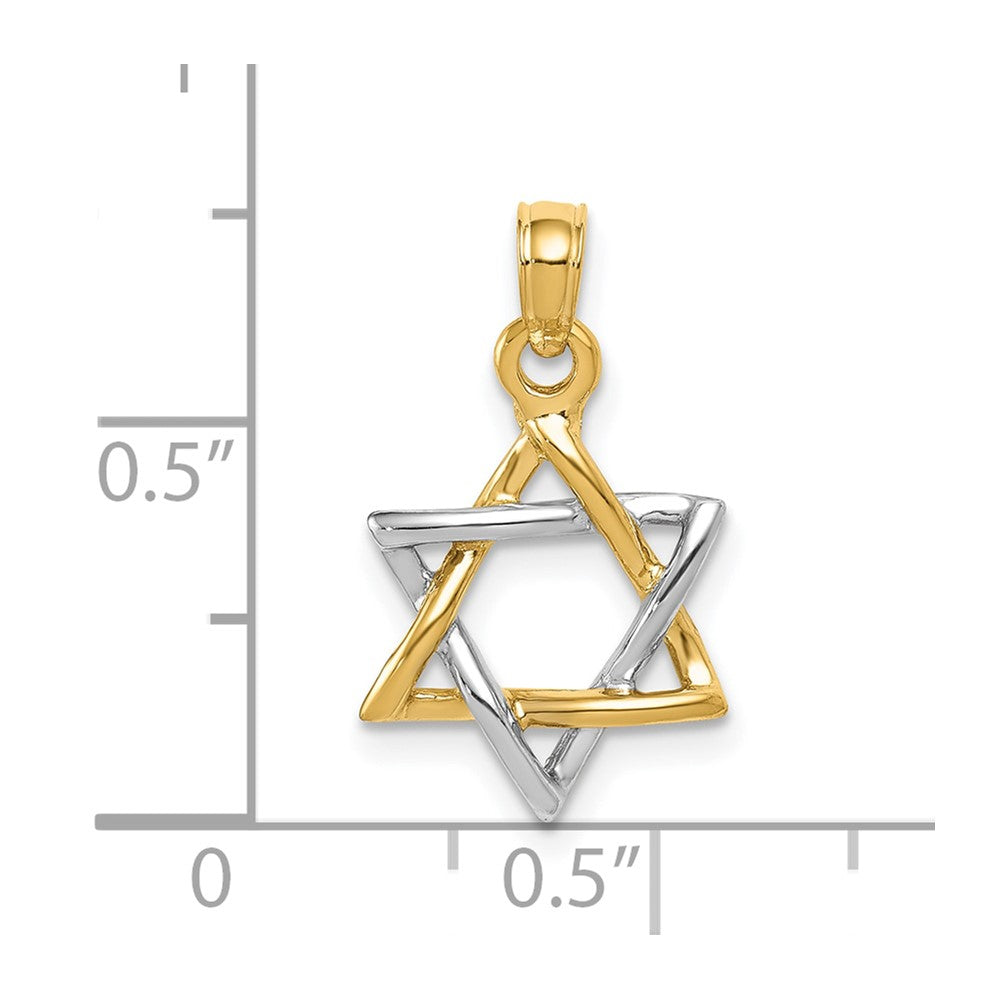10K Two-tone Polished Star of David Pendant