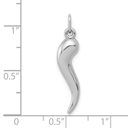 10k White Gold 3-D Italian Horn Charm