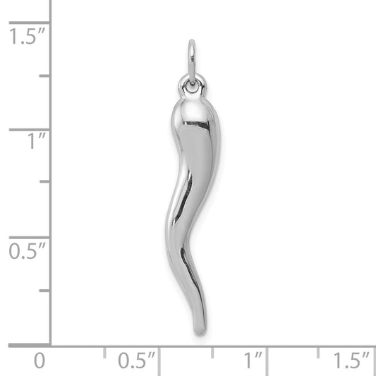 10k White Gold Large 3-D Italian Horn Charm
