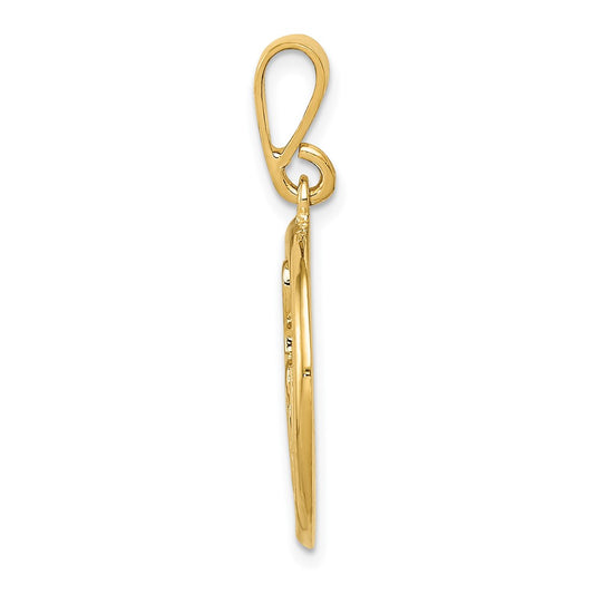 10k Polished Musical Notes in Circle Pendant