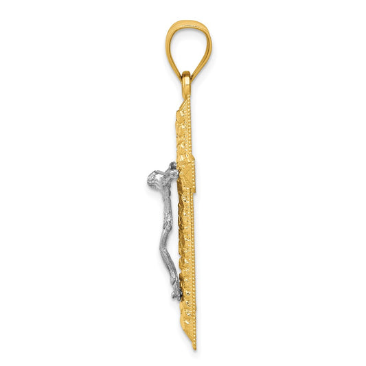 10k Two-tone Diamond-Cut Crucifix Pendant