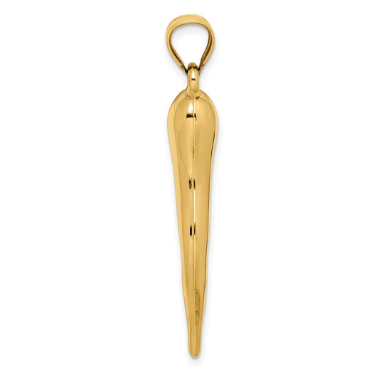 10k X-Large Hollow 3-D Italian Horn Pendant