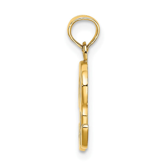 10K Polished Medium Script Initial R Charm