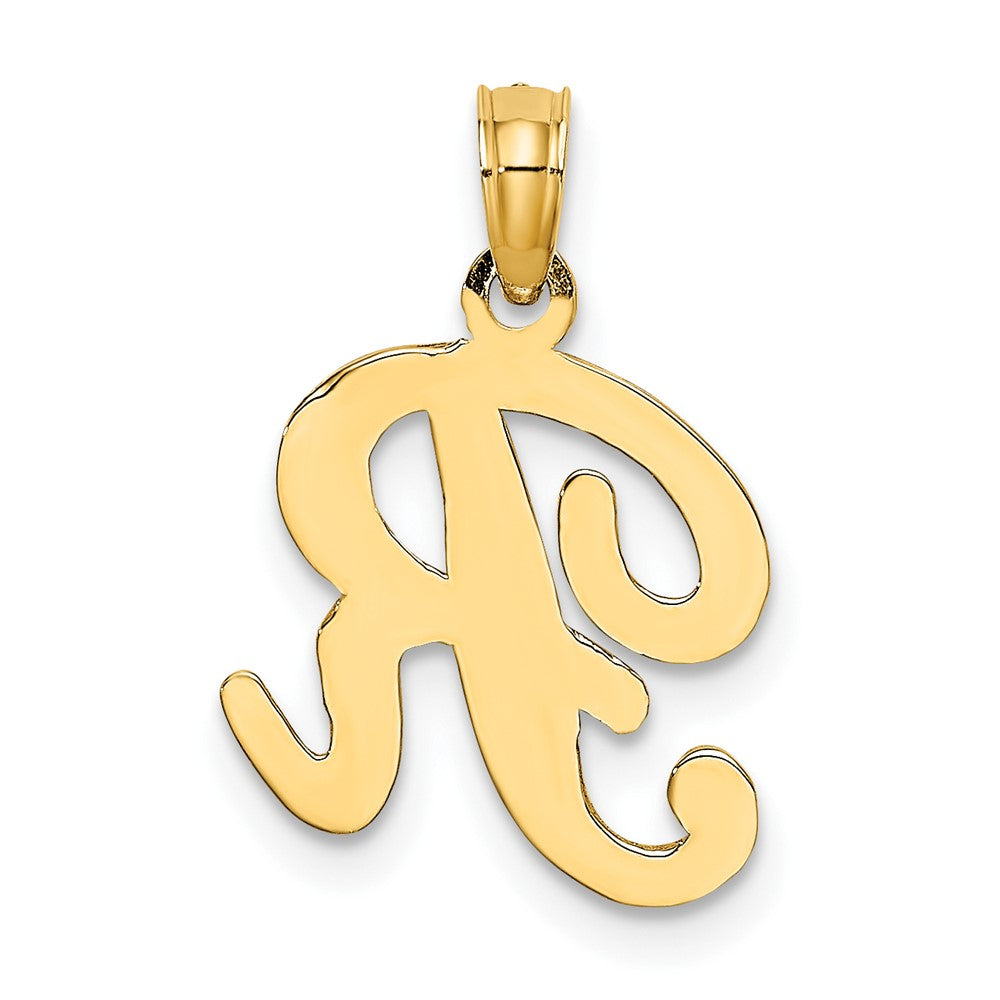 10K Polished Medium Script Initial R Charm