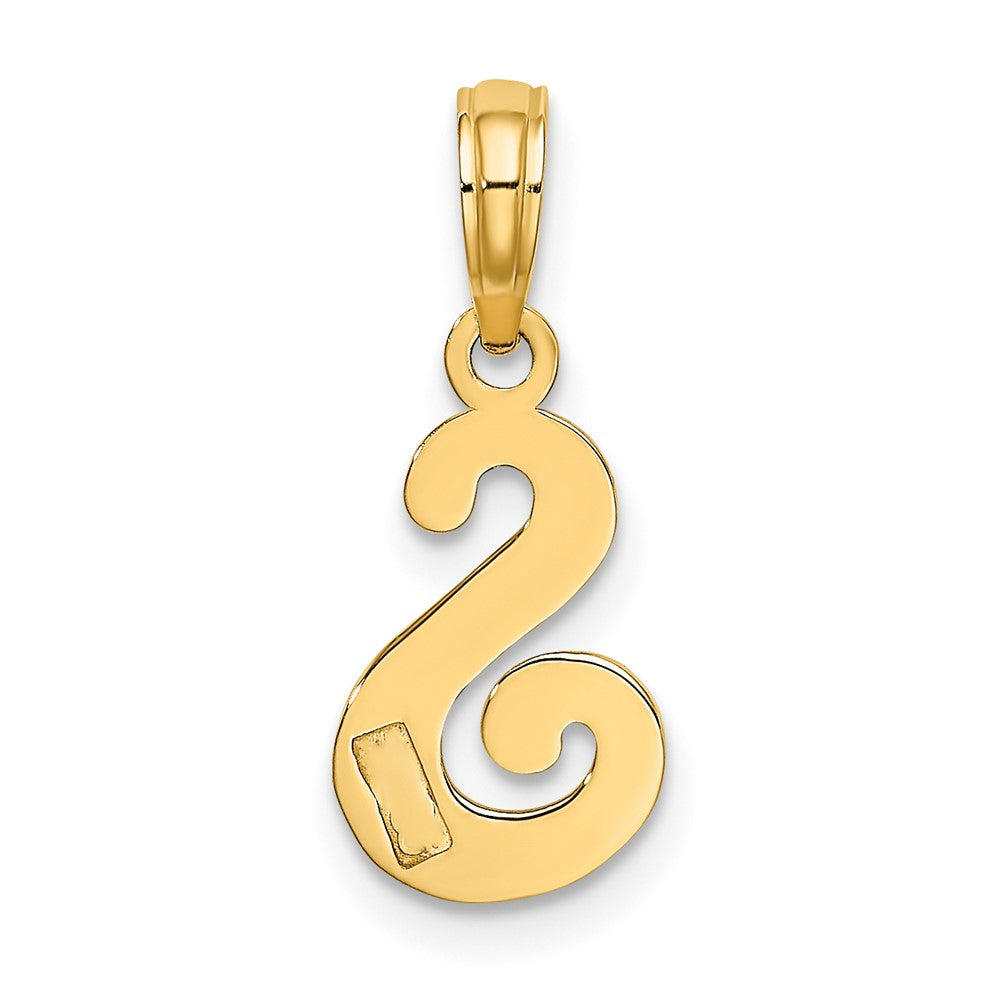 10K Polished Medium Script Initial S Charm