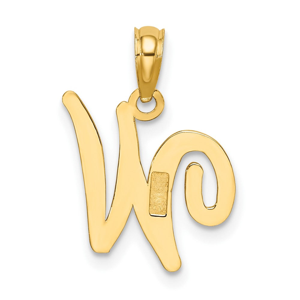 10K Polished Medium Script Initial W Charm